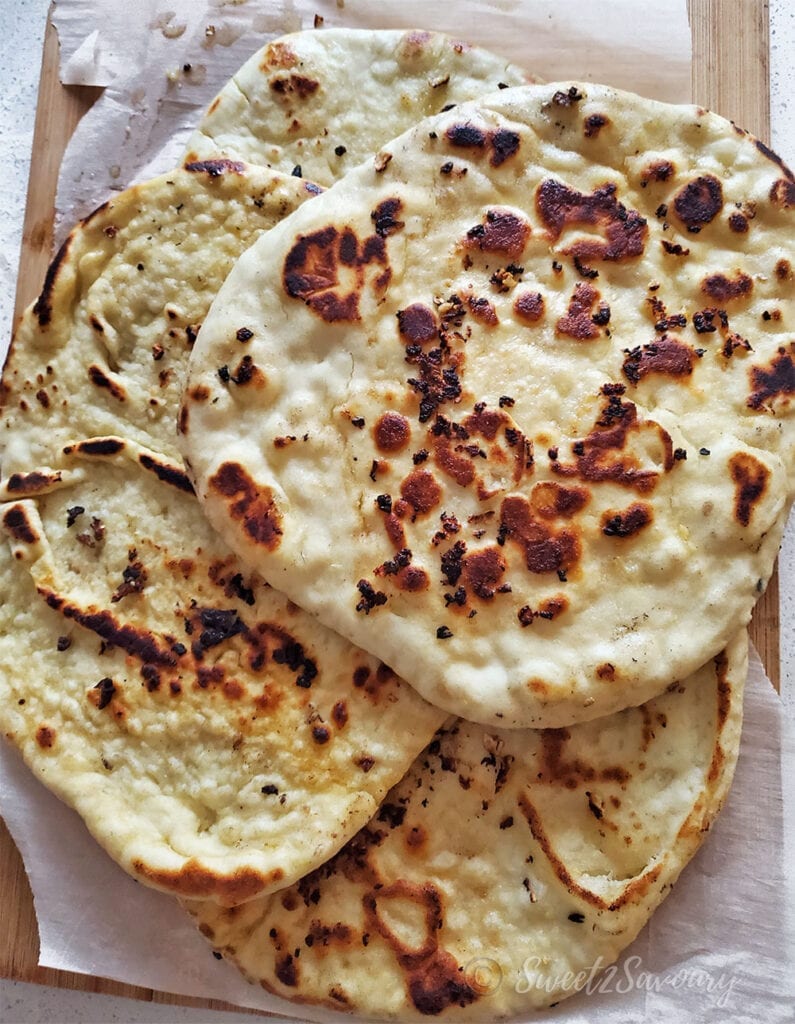 Soft homemade Garlic Naan Bread