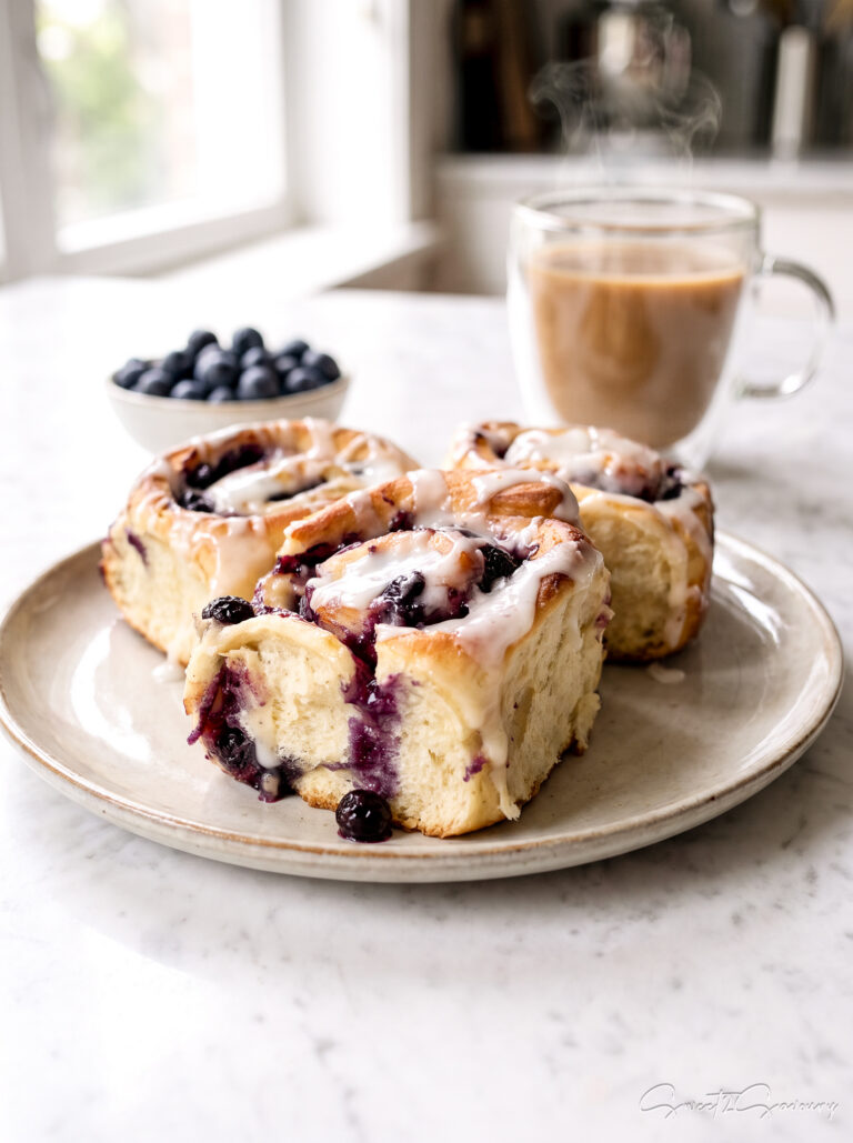 Homemade Lemon Blueberry Buns (with Sweet Glaze)