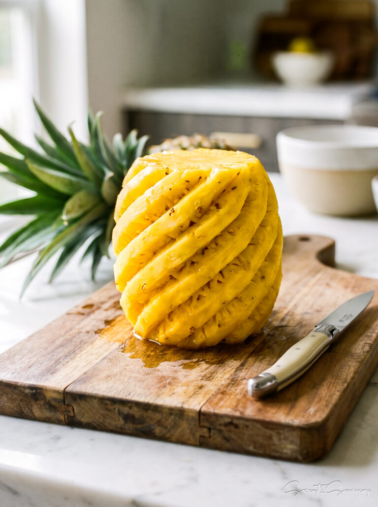 How To Cut A Whole Pineapple Without Waste (The Ridge Method)
