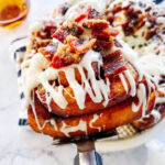 Boozy Maple Whiskey Cinnamon Rolls (with Candied Bacon)