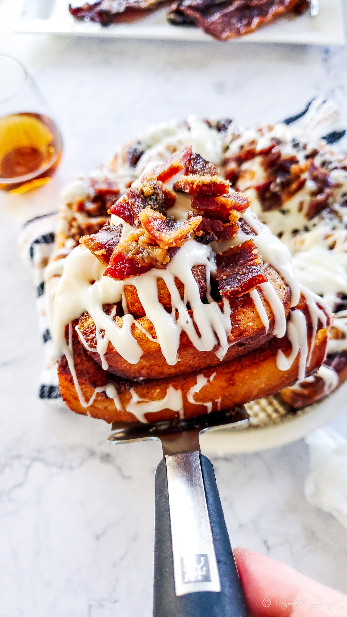 Boozy Maple Whiskey Cinnamon Rolls (with Candied Bacon)